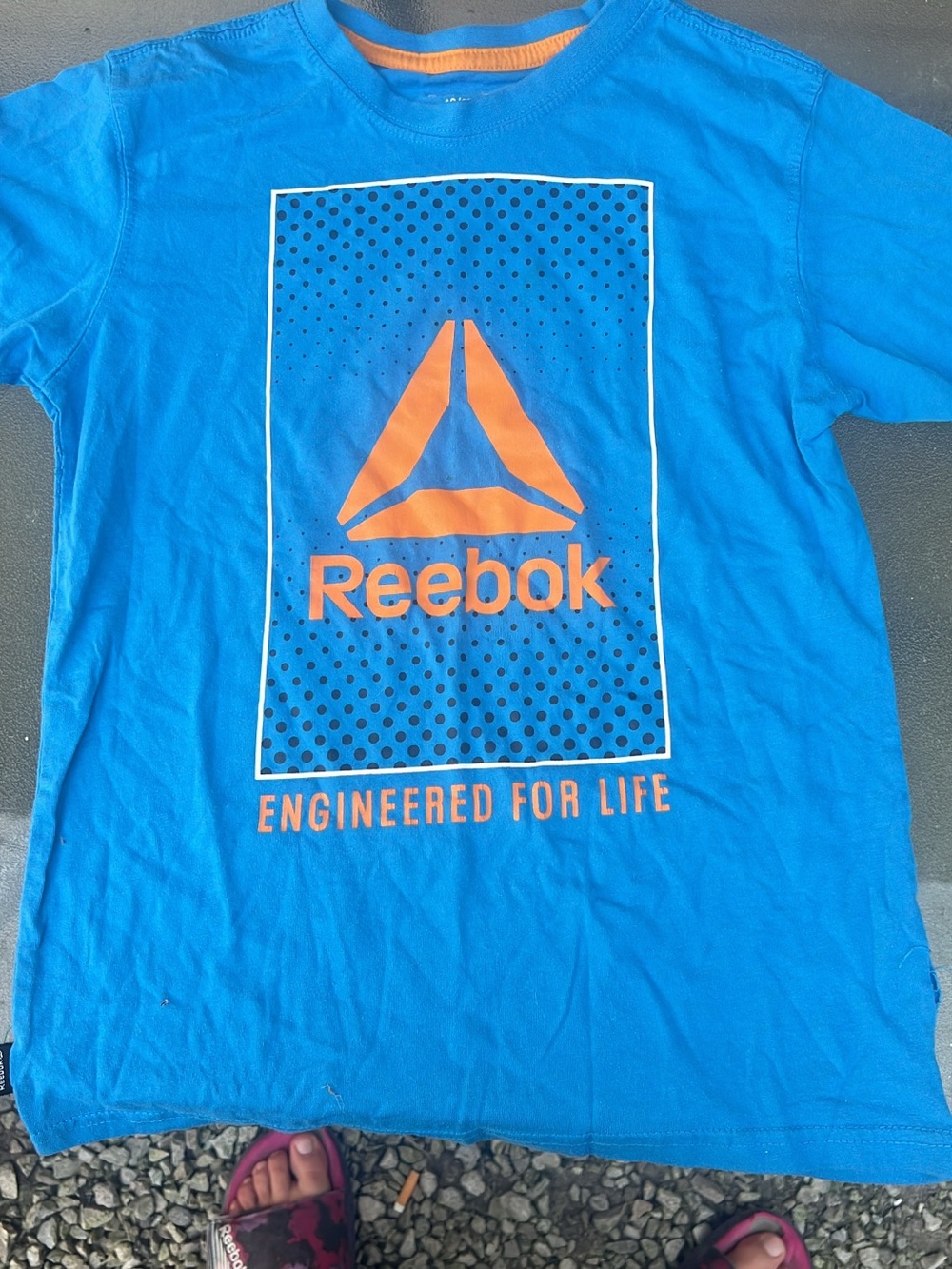 Reebok Bright Blue Short-Sleeve Tee with Orange Logo